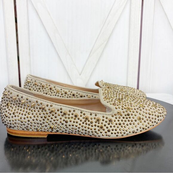 Steve Madden Graanite Studded Loafer Flats Beige Gold 7 - Picture 3 of 12